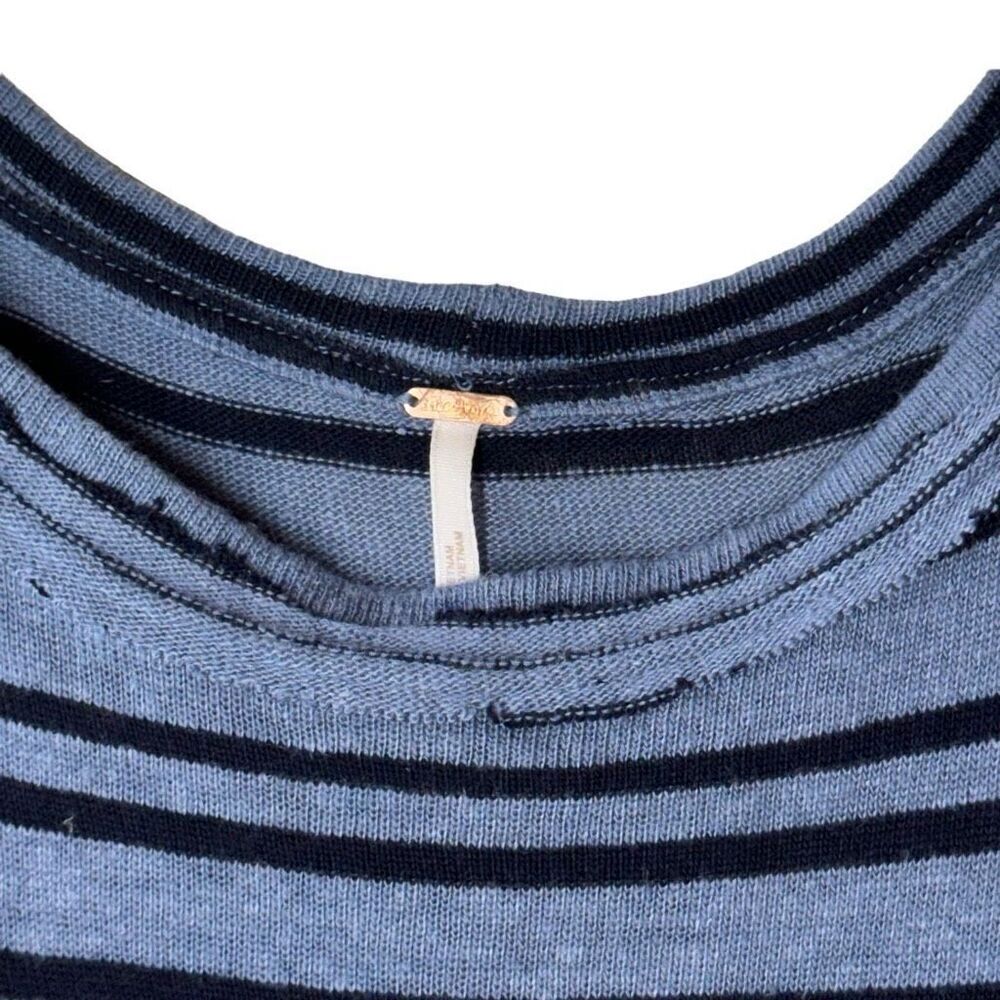 Free People Blue Striped Tunic Dress Between the Lines XS Flutter Ruffles Linen - Picture 11 of 16